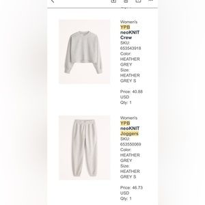 Abercrombie YPB NeoKnit Jogger Set Size Small NWOT
